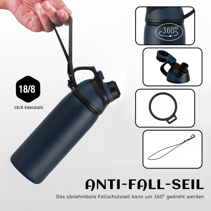 400ml Thermoskanne Trinkflasche aus Edelstahl mit Magnetischem Deckel, Kohlensäure geeignet Wasserflasche