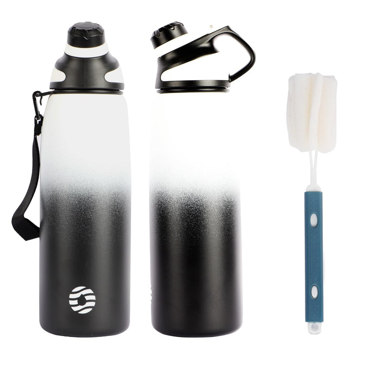 Bouteille d'eau isotherme en acier inoxydable avec couvercle magnétique, bouteille d'eau gazeuse, bleu, 1 000 ml 