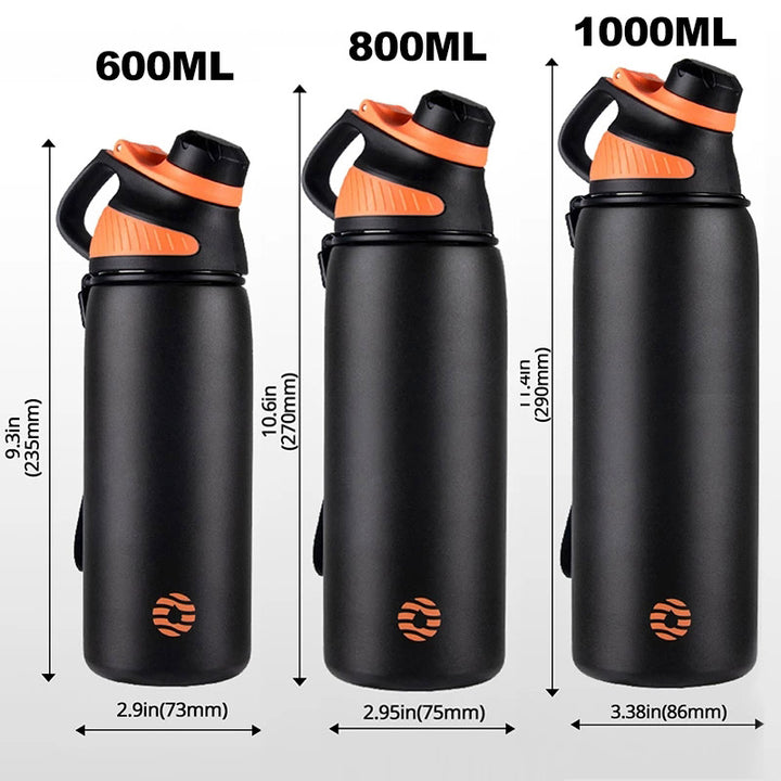 Bouteille d'eau isotherme en acier inoxydable de 600 ml avec couvercle magnétique, bouteille d'eau gazeuse, bleu