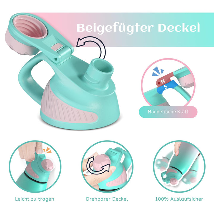 Bouteille d'eau isotherme en acier inoxydable avec couvercle magnétique, bouteille d'eau gazeuse, bleu, 1 000 ml 