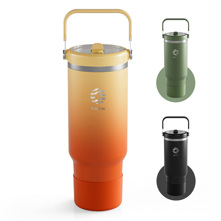 1200ml Thermoskanne Trinkflasche aus Edelstahl mit Strohhalm, Kohlensäure geeignet Wasserflasche
