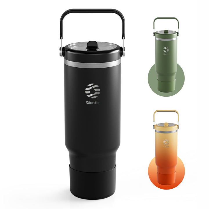 1200ml Thermoskanne Trinkflasche aus Edelstahl mit Strohhalm, Kohlensäure geeignet Wasserflasche