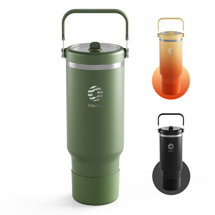 1200ml Thermoskanne Trinkflasche aus Edelstahl mit Strohhalm, Kohlensäure geeignet Wasserflasche