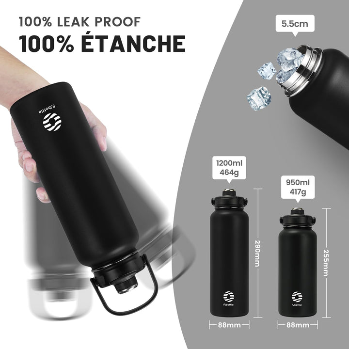 1000ml Thermos Flask Stainless Steel Water Bottle with Magnetic Lid, Carbonated Water Bottle, Blue 