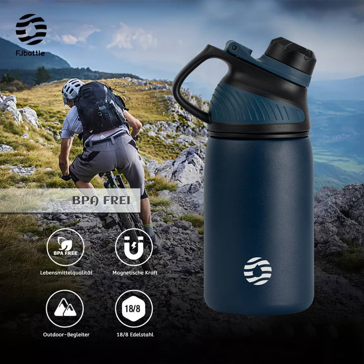 400ml Thermoskanne Trinkflasche aus Edelstahl mit Magnetischem Deckel, Kohlensäure geeignet Wasserflasche