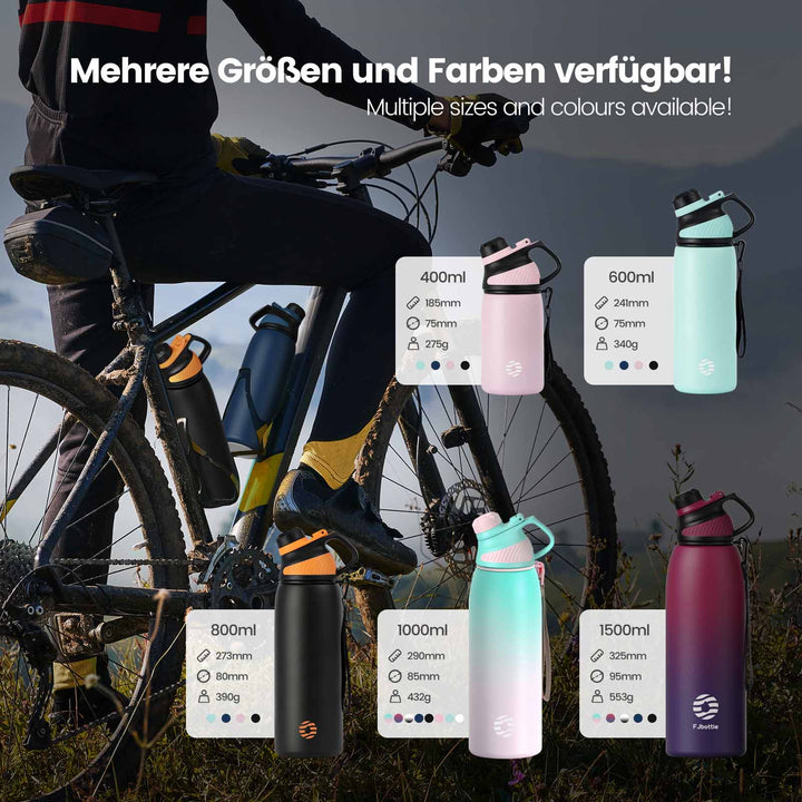 Bouteille d'eau isotherme en acier inoxydable de 600 ml avec couvercle magnétique, bouteille d'eau gazeuse, bleu