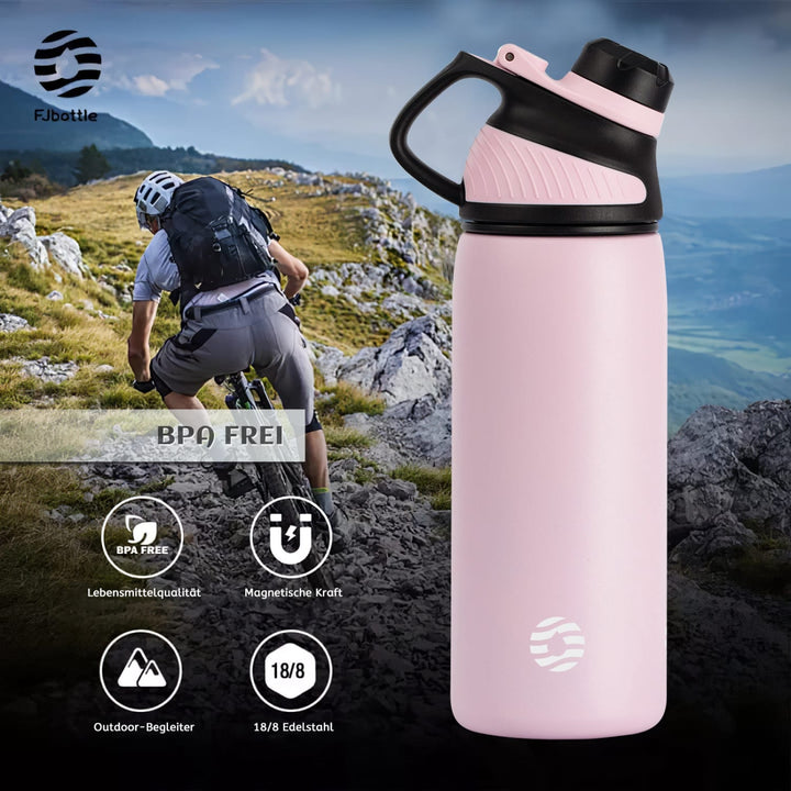 400ml Thermoskanne Trinkflasche aus Edelstahl mit Magnetischem Deckel, Kohlensäure geeignet Wasserflasche