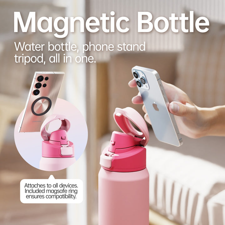 710ml Thermoskanne aus Edelstahl mit Magnetischem Deckel, Kohlensäure geeignet Wasserflasche