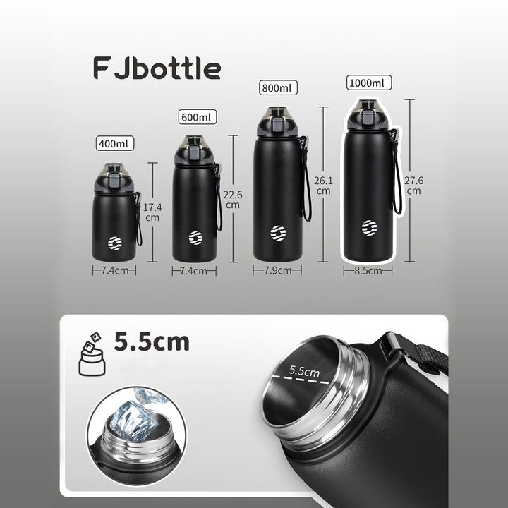 800ml stainless steel thermos water bottle with carrying bag, carbonated drink bottle, blue