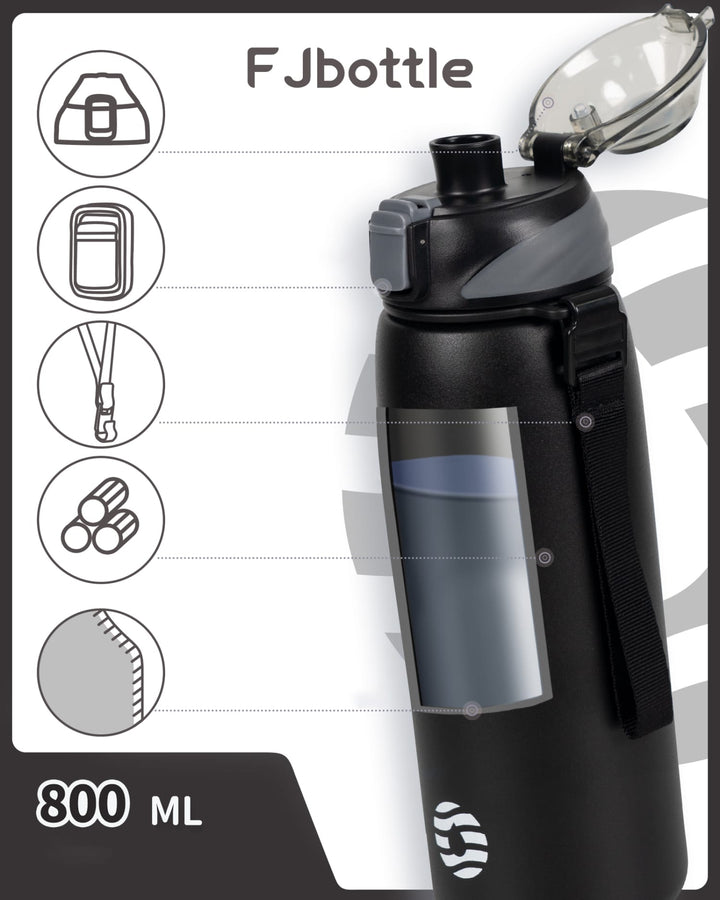 800ml stainless steel thermos water bottle with carrying bag, carbonated drink bottle, blue
