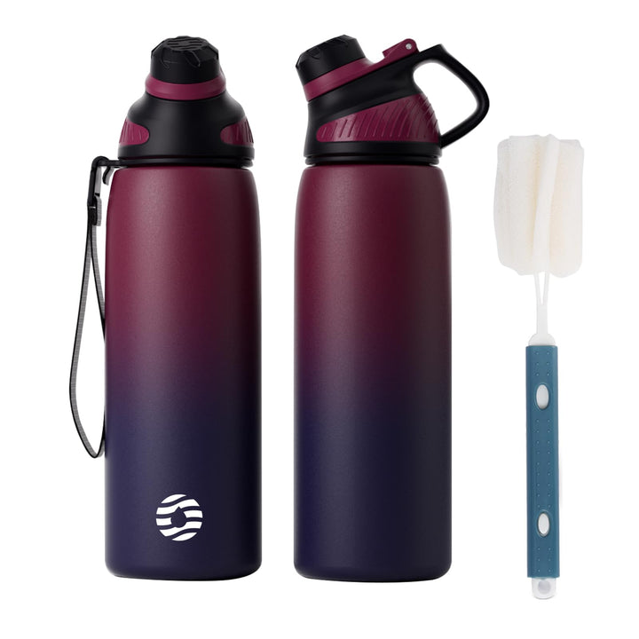 Bouteille d'eau isotherme en acier inoxydable avec couvercle magnétique, bouteille d'eau gazeuse, bleu, 800 ml 