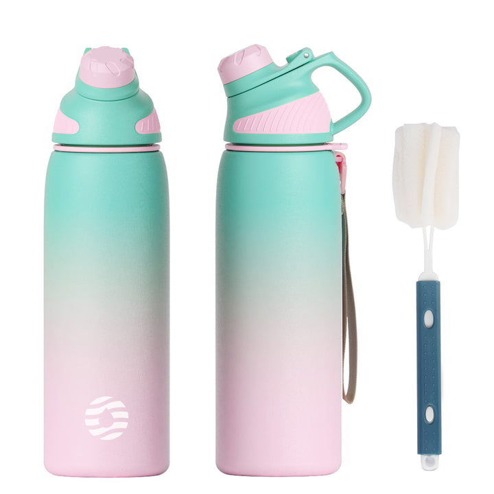 Bouteille d'eau isotherme en acier inoxydable avec couvercle magnétique, bouteille d'eau gazeuse, bleu, 800 ml 