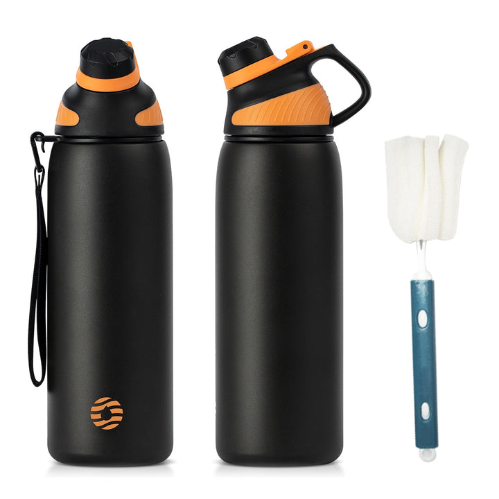 Bouteille d'eau isotherme en acier inoxydable avec couvercle magnétique, bouteille d'eau gazeuse, bleu, 800 ml 