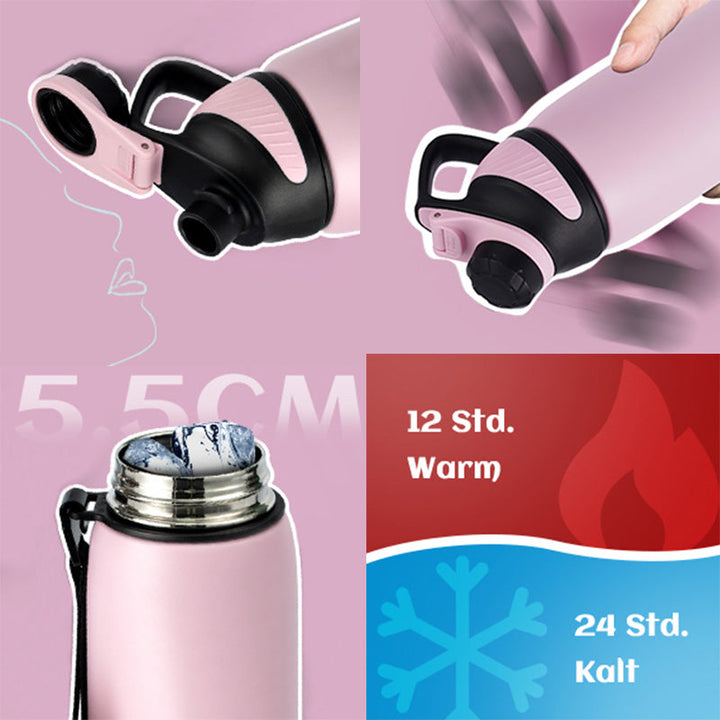 400ml Thermoskanne Trinkflasche aus Edelstahl mit Magnetischem Deckel, Kohlensäure geeignet Wasserflasche