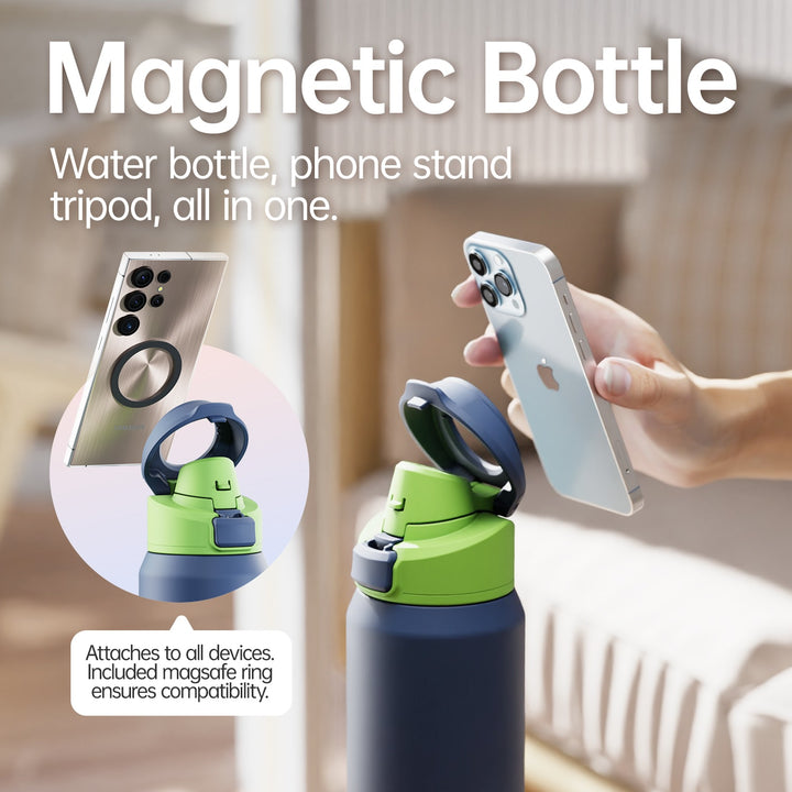 710ml Thermoskanne aus Edelstahl mit Magnetischem Deckel, Kohlensäure geeignet Wasserflasche