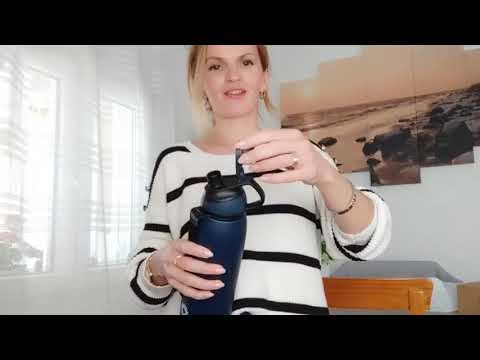 Bouteille d'eau isotherme en acier inoxydable avec couvercle magnétique, bouteille d'eau gazeuse, bleu, 800 ml 
