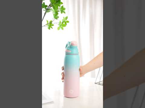 Bouteille d'eau isotherme en acier inoxydable de 600 ml avec couvercle magnétique, bouteille d'eau gazeuse, bleu