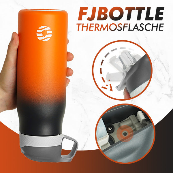Bouteille d'eau isotherme en acier inoxydable de 710 ml avec paille, noir et orange