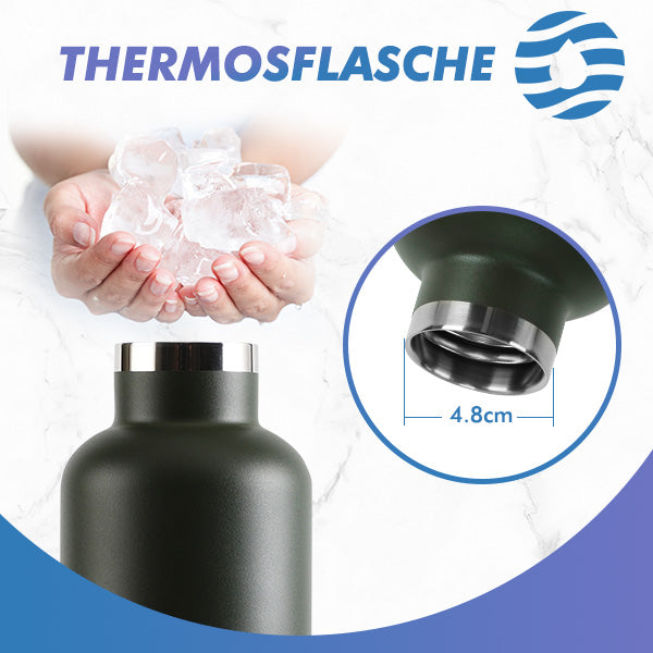 Bouteille isotherme en acier inoxydable avec mousqueton, 750 ml, bouteille d'eau gazeuse, vert foncé 