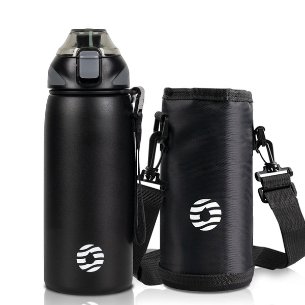 600ml Insulated Stainless Steel Water Bottle, Black 