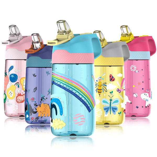 Borraccia per bambini FJbottle con cannuccia 450ml borraccia Eco Friendly  Tritan One Touch Flip Cap BPA - AliExpress