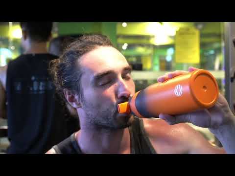 Bouteille d'eau isotherme en acier inoxydable de 710 ml avec paille, noir et orange
